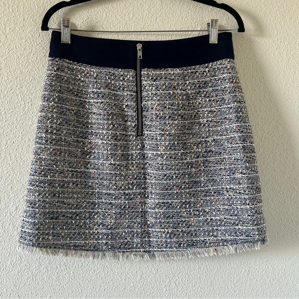 J. Crew Tweed Skirt Sz 6 Blue White Preppy Dressy Career Wear Coquette Brunch